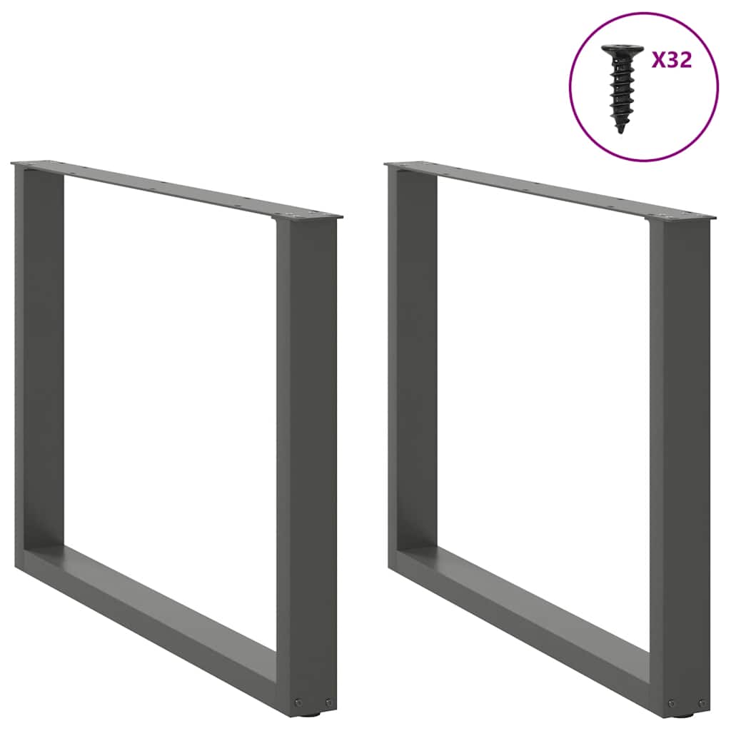 Pieds de table à manger en U 2 pièces Anthracite 100 x (72-73) cm Acier - XIOS