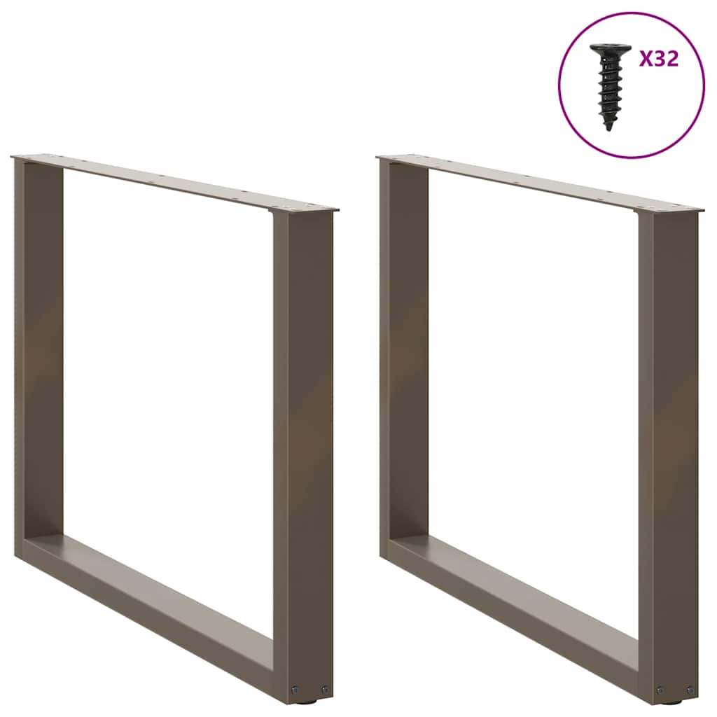 Pieds de table à manger en forme de U, 2 pièces, acier naturel, 100 x (72-73) cm - XIOS