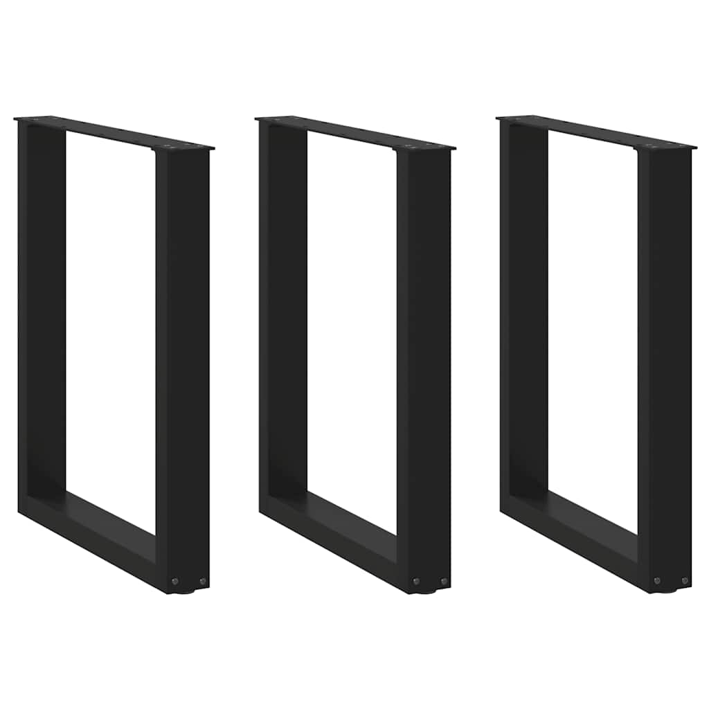 Pieds de table à manger en U 3 pièces Noir 70 x (72-73) cm Acier - XIOS