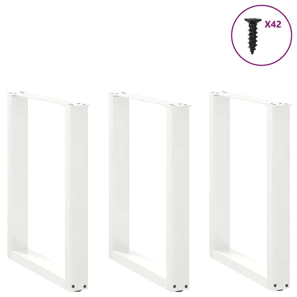 Pieds de table à manger en U, 3 pièces, blanc, 70 x (72-73) cm, acier - XIOS