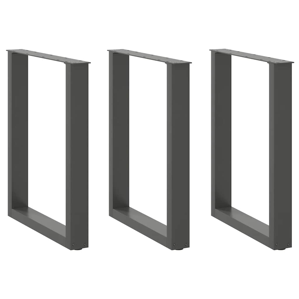 Pieds de table à manger en U 3 pièces Anthracite 70 x (72-73) cm Acier - XIOS