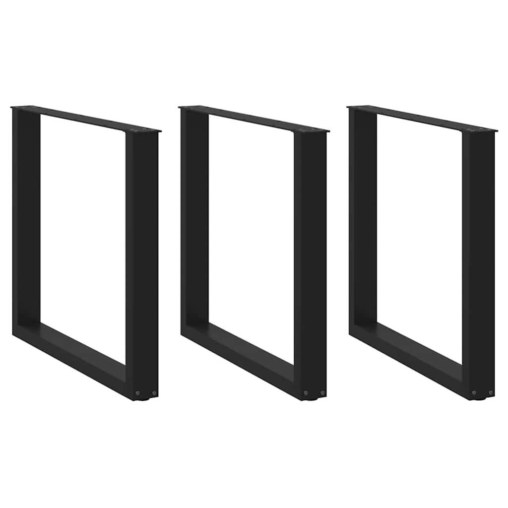 Pieds de table à manger en U, 3 pièces, noir, 80 x (72-73) cm, acier - XIOS