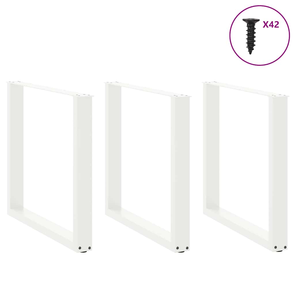 Pieds de table à manger en U 3 pièces Blanc 80 x (72-73) cm Acier - XIOS