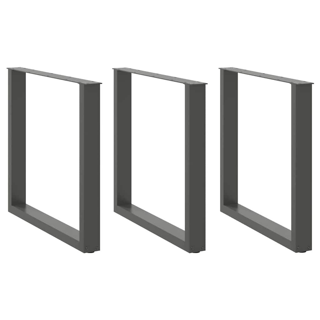 Pieds de table à manger en U 3 pièces Anthracite 80 x (72-73) cm Acier - XIOS