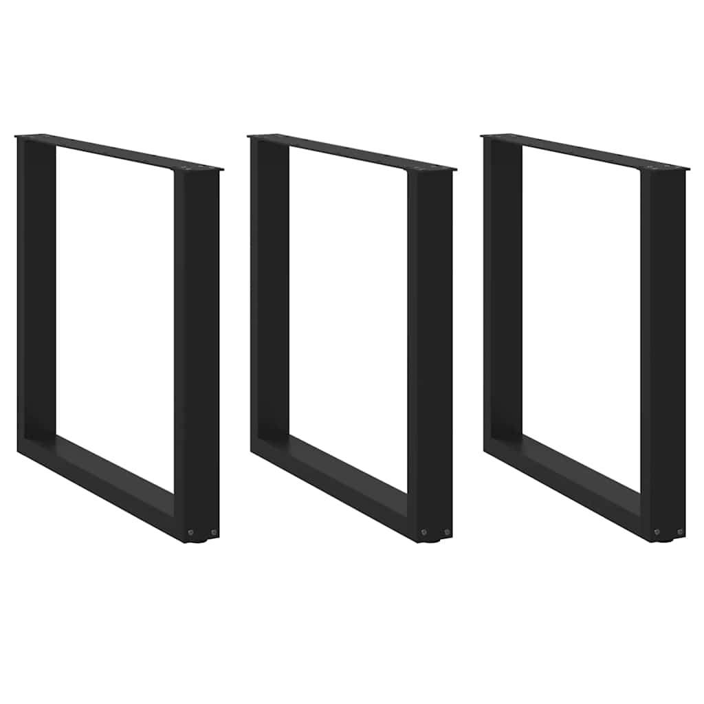 Pieds de table à manger en U 3 pièces Noir 90 x (72-73) cm Acier - XIOS