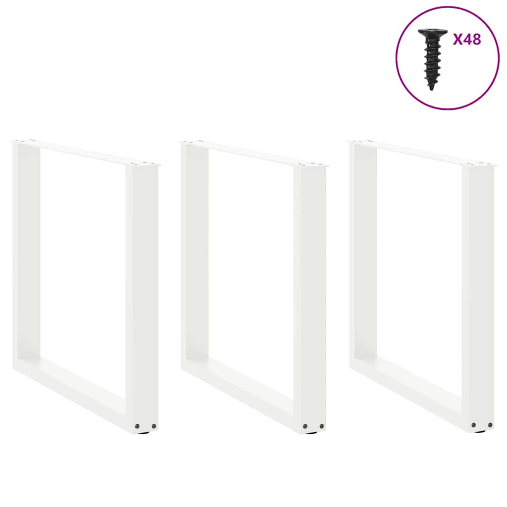 Pieds de table à manger en U 3 pièces Blanc 90 x (72-73) cm Acier - XIOS