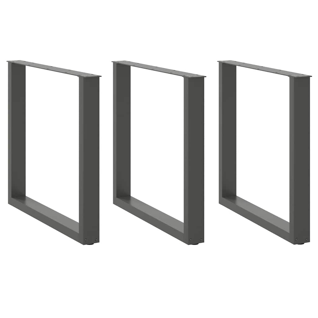Pieds de table à manger en U 3 pièces Anthracite 90 x (72-73) cm Acier - XIOS