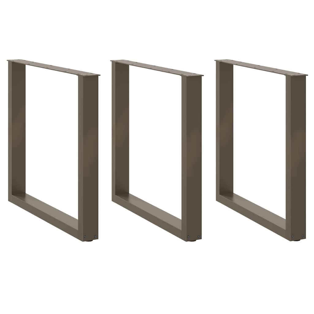 Pieds de table à manger en U, 3 pièces, acier naturel, 90 x (72-73) cm - XIOS