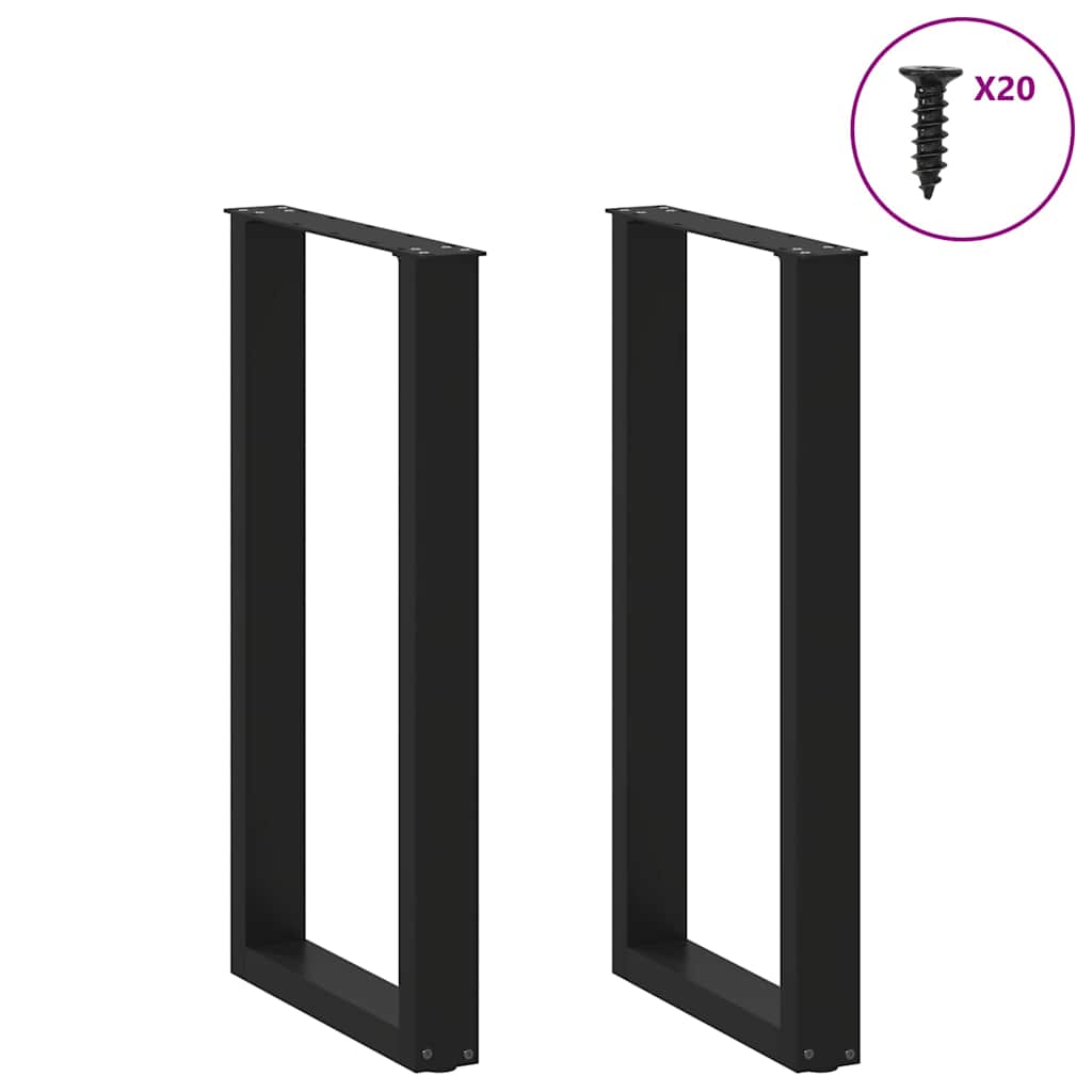 Pieds de table de bar en U, 2 pièces, noir, 40 x 90-91 cm, acier - XIOS