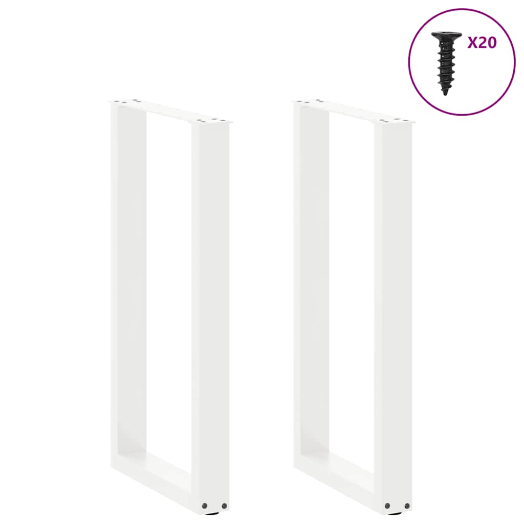 Pieds de table de bar en U, 2 pièces, blanc, 40 x (90-91) cm, acier