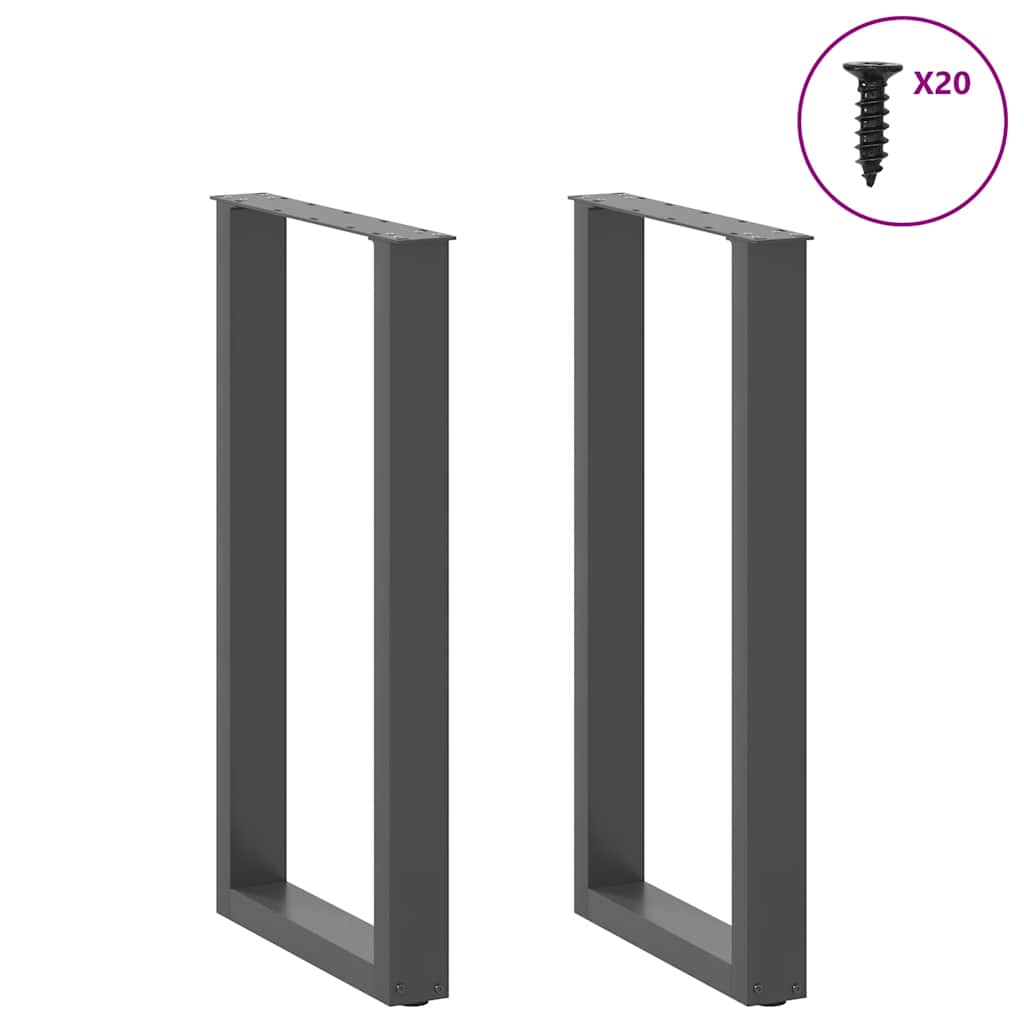 Pieds de table de bar en U 2 pièces Anthracite 40 x (90-91) cm Acier