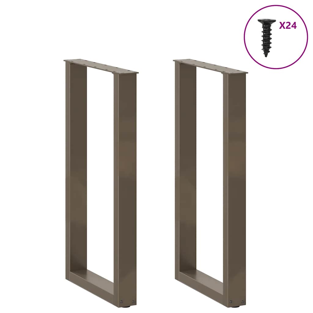 Pieds de table de bar en U 2 pièces Acier naturel 50 x (90-91) cm Acier