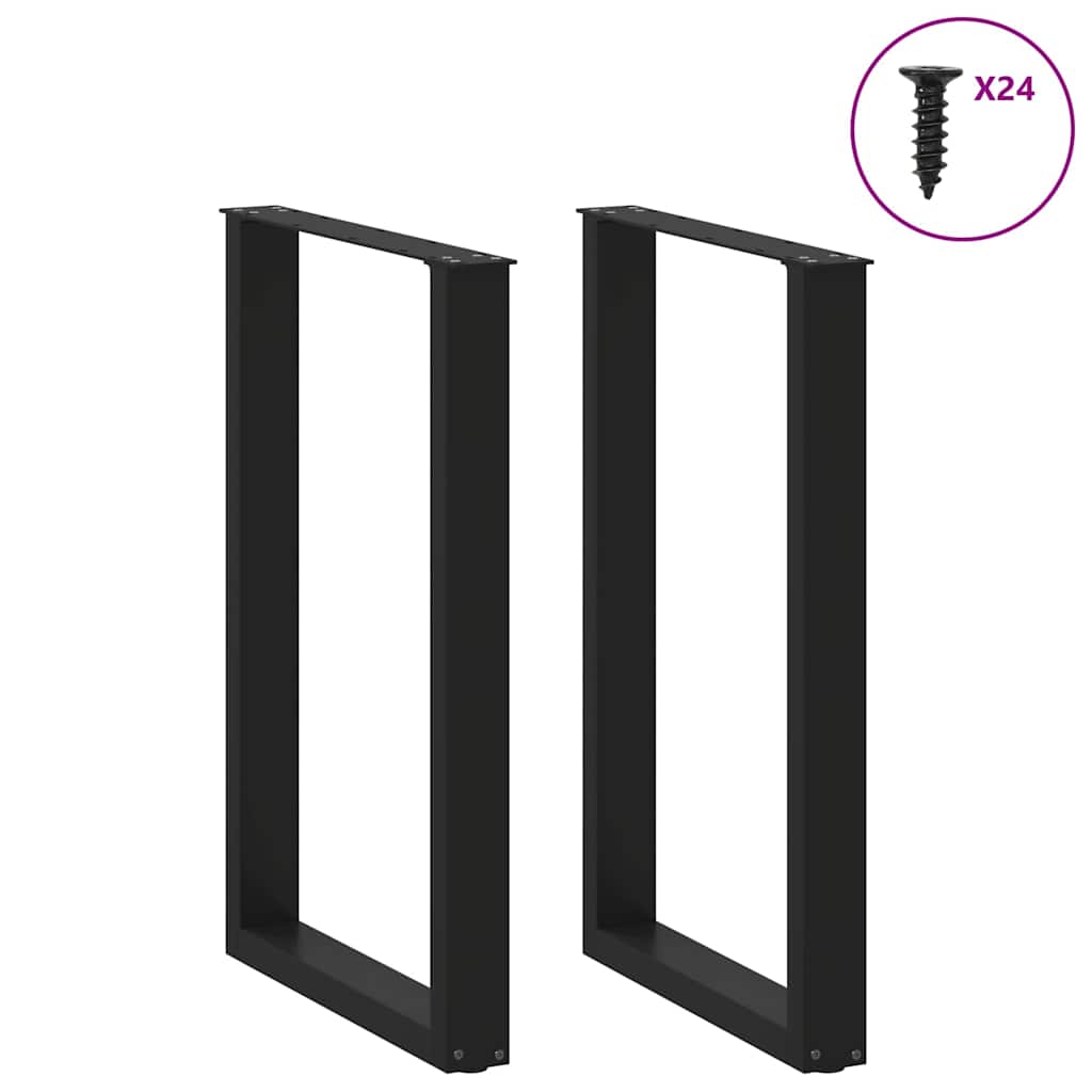 Pieds de table de bar en U, 2 pièces, noir, 60 x 90-91 cm, acier - XIOS