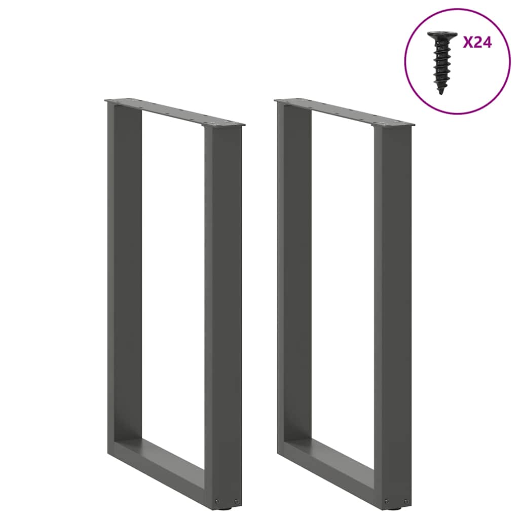 Pieds de table de bar en U 2 pièces Anthracite 60 x (90-91) cm Acier