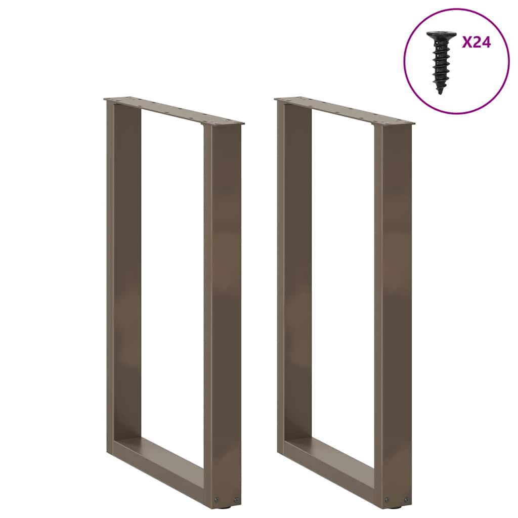 Pieds de table de bar en U 2 pièces Acier naturel 60 x (90-91) cm Acier