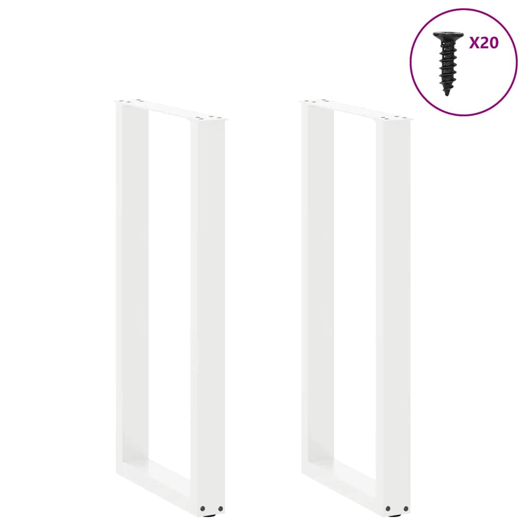 Pieds de table de bar en U, 2 pièces, blanc, 40 x (100-101) cm, acier - XIOS