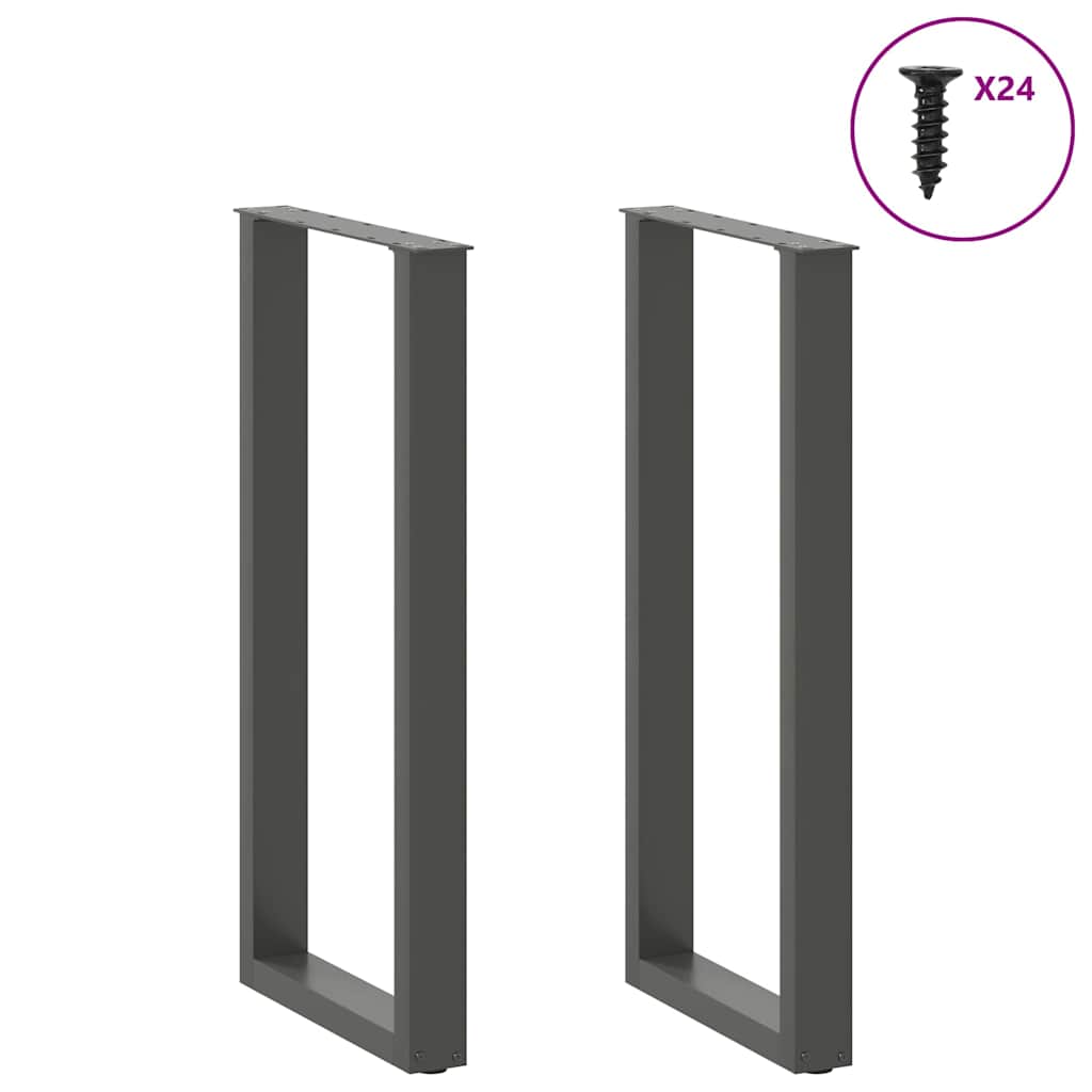 Pieds de table de bar en U 2 pièces Anthracite 50 x (100-101) cm Acier