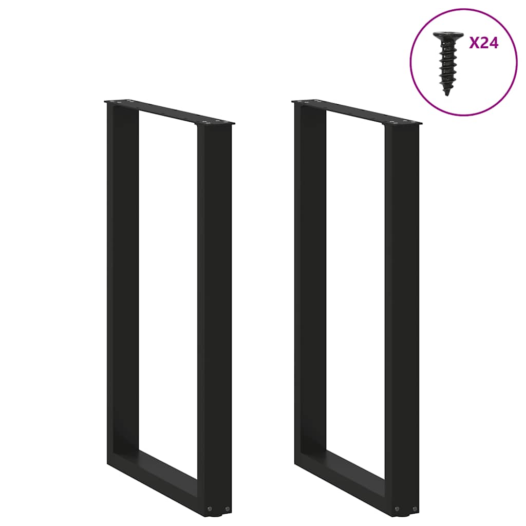 Pieds de table de bar en U, 2 pièces, noir, 60 x (100-101) cm, acier - XIOS