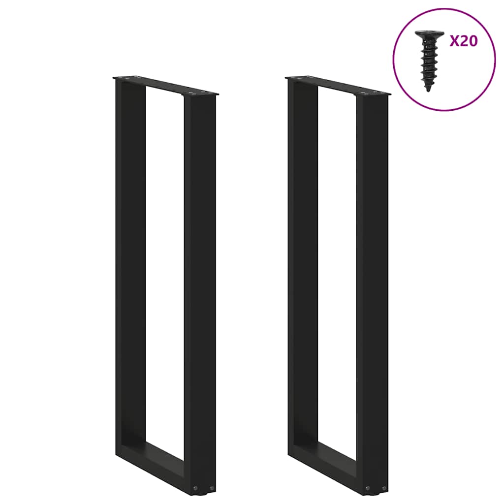 Pieds de table de bar en U, 2 pièces, noir, 40 x (110-111) cm, acier - XIOS