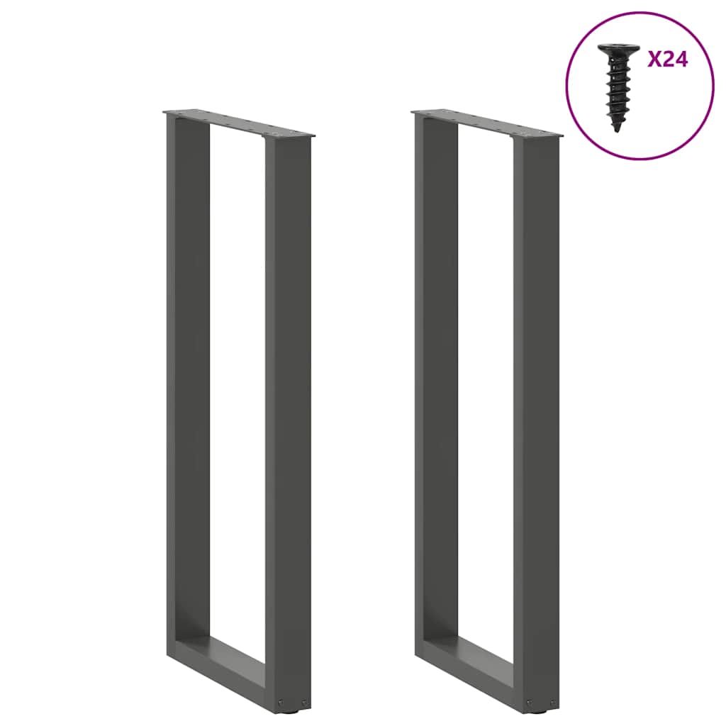 Pieds de table de bar en U 2 pièces Anthracite 50 x (110-111) cm Acier
