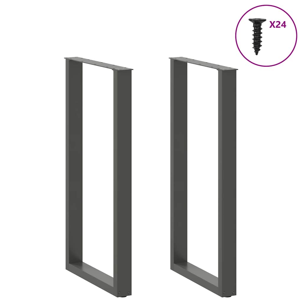 Pieds de table de bar en U 2 pièces Anthracite 60 x (110-111) cm Acier