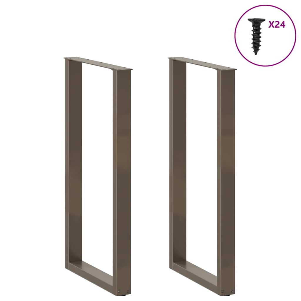 Pieds de table de bar en forme de U, 2 pièces, acier naturel, 60 x (110-111) cm