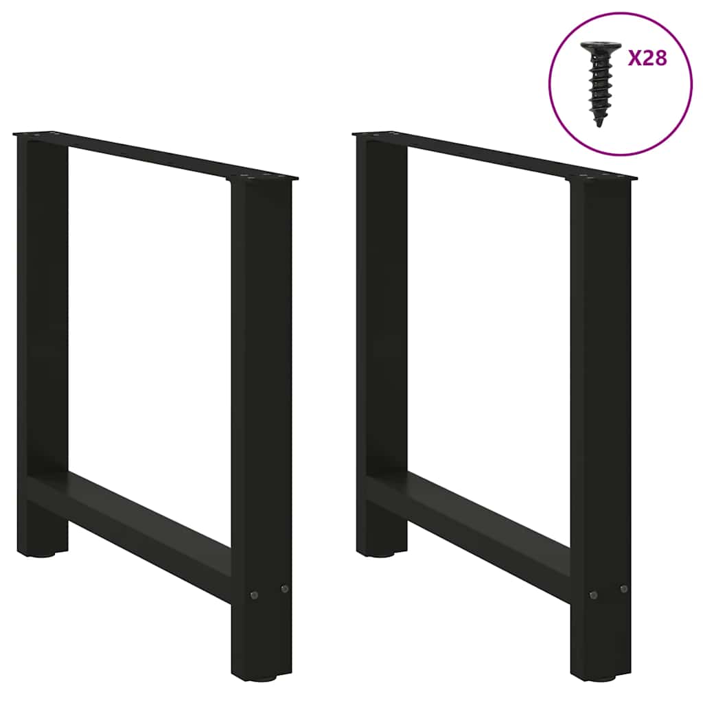 Pieds de table à manger Noir 2 pièces 80 x (72-73) cm Acier - XIOS