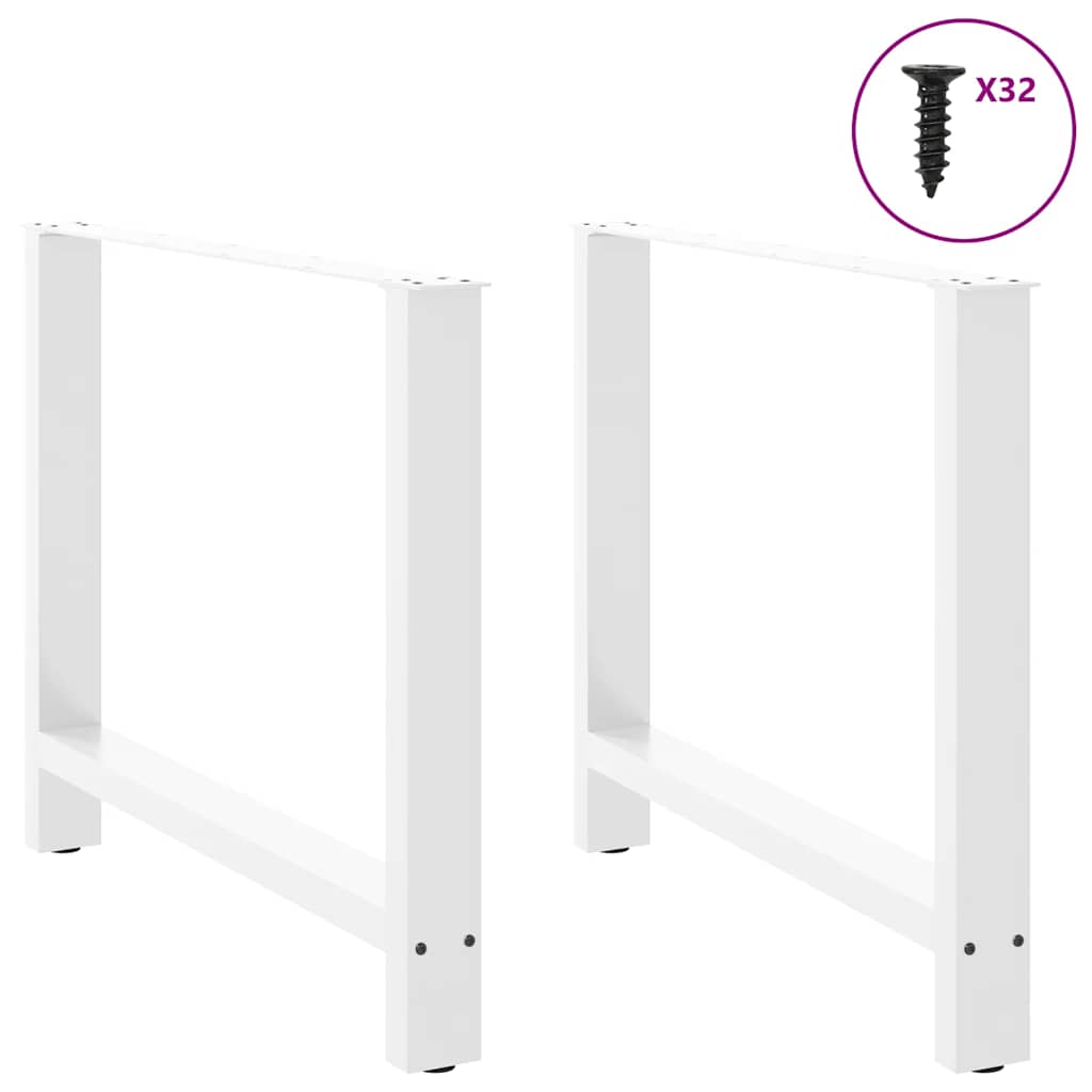 Pieds de table à manger Blanc 2 pièces 100 x (72-73) cm Acier - XIOS