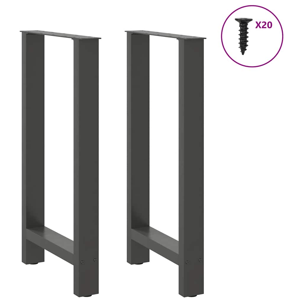 Pieds de table de bar Anthracite 2 pièces 40 x (90-91) cm Acier - XIOS