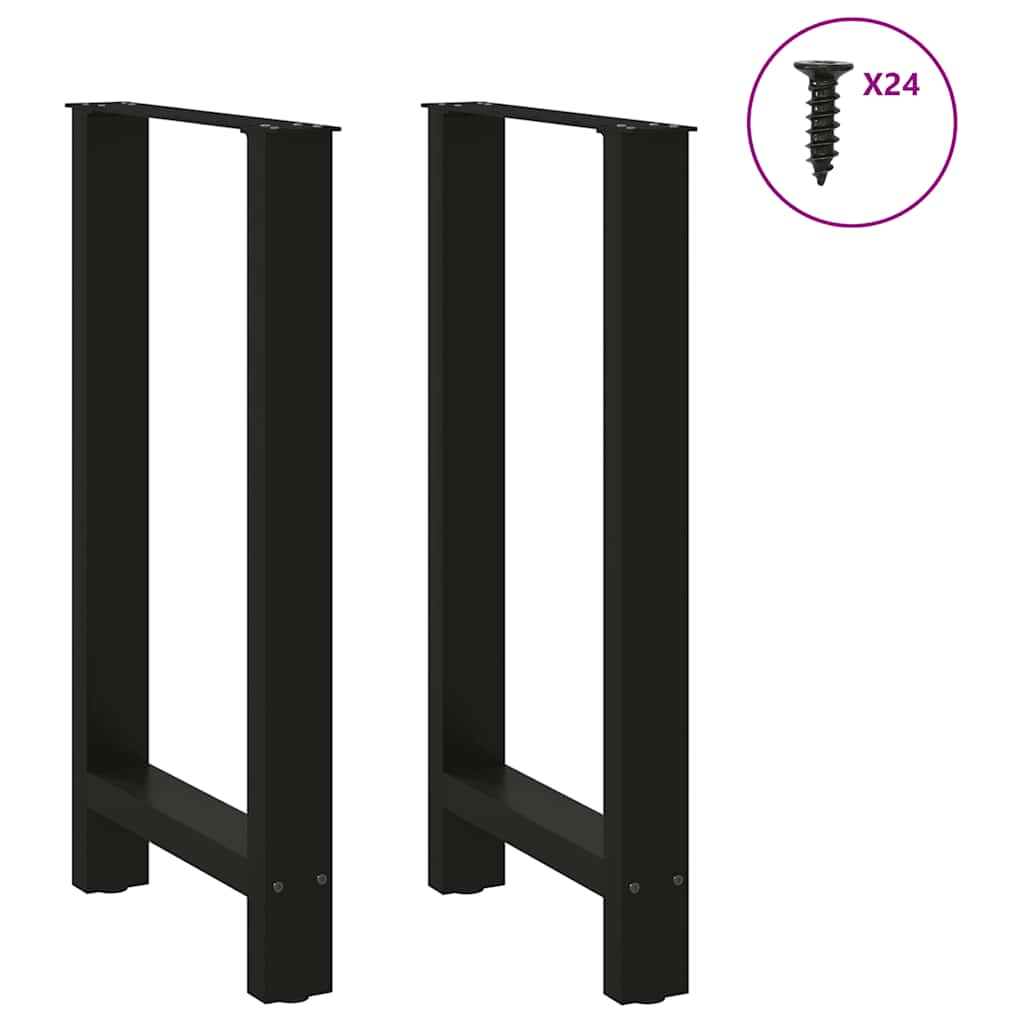 Pieds de table de bar Noir 2 pièces 50 x (90-91) cm Acier