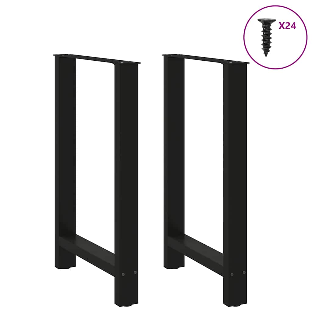 Pieds de table de bar Noir 2 pièces 60 x (90-91) cm Acier