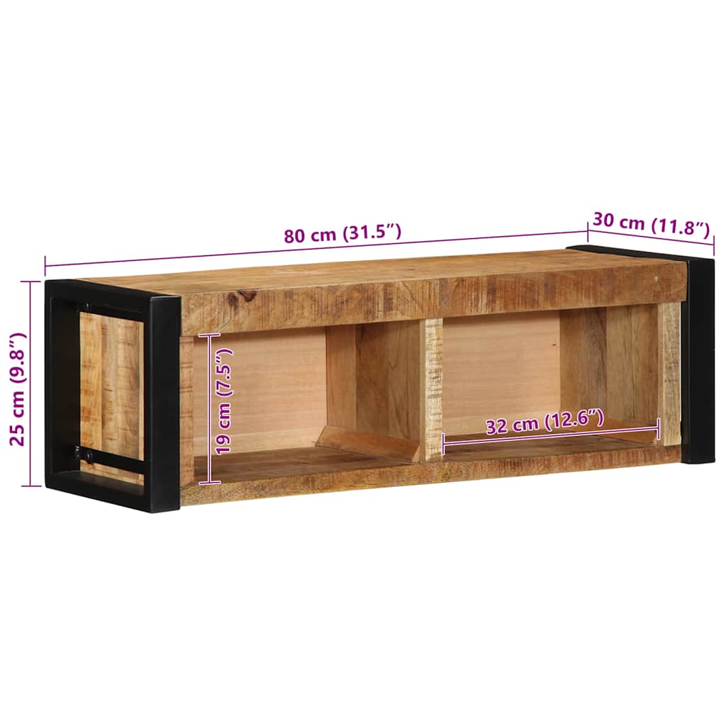 Meuble TV 80x30x25 cm bois massif de manguier brut - XIOS