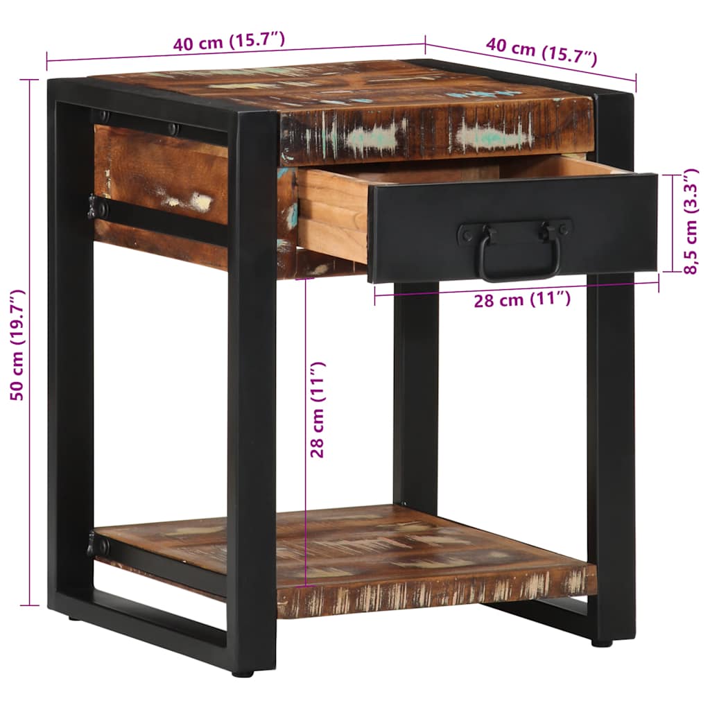 Table d'appoint multicolore 40x40x50cm bois récupération massif - XIOS