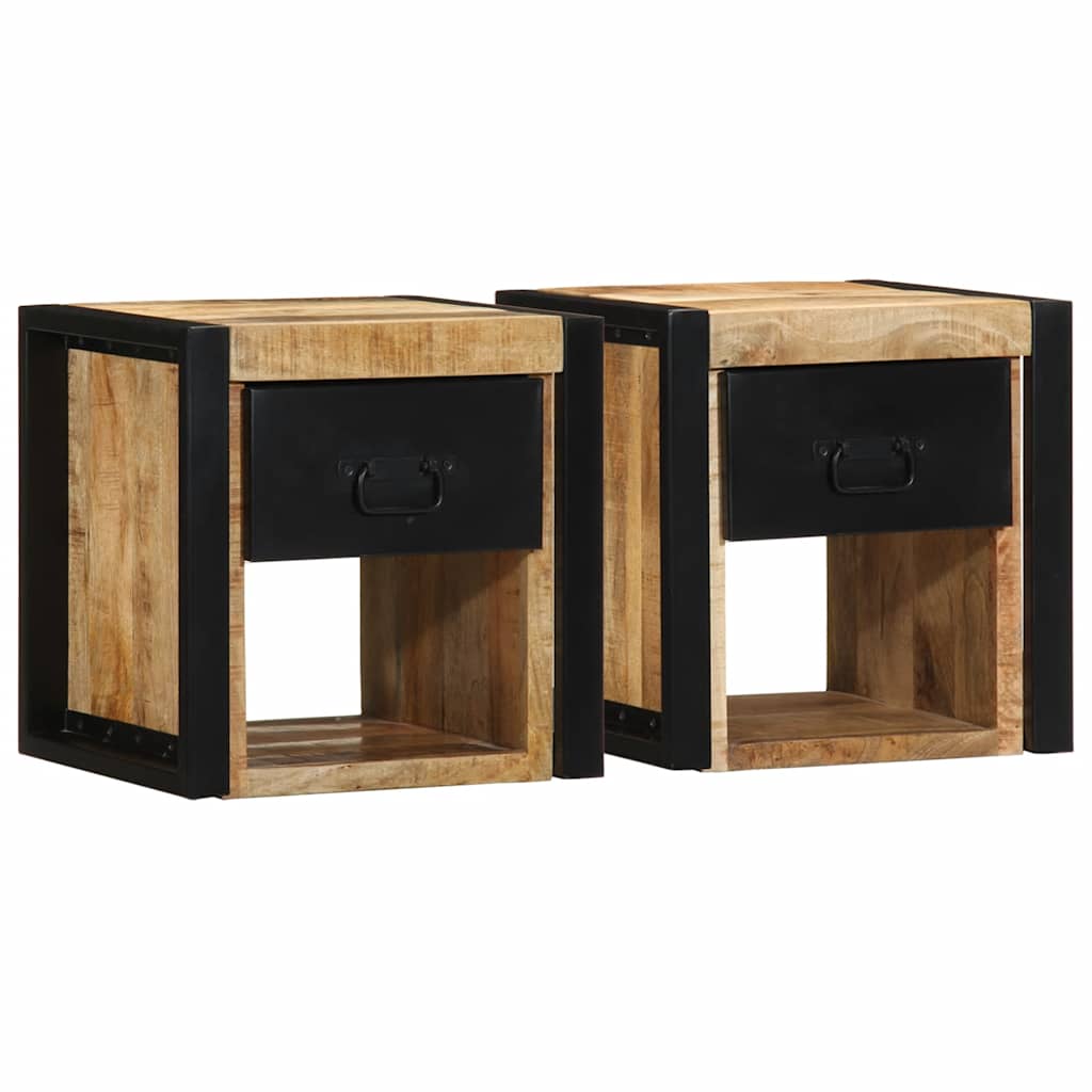 Tables de chevet 2 pcs 40x35x40 cm bois de manguier massif brut - XIOS