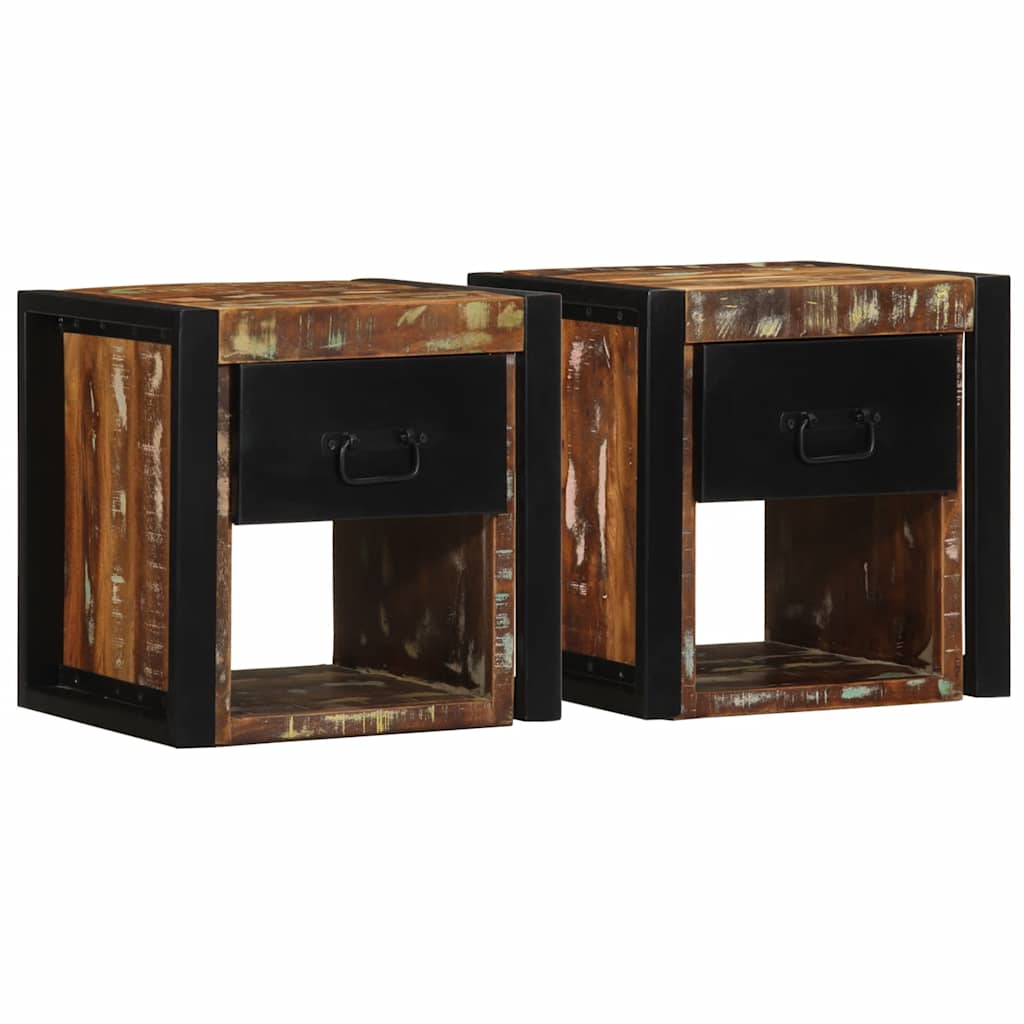 Tables de chevet 2 pcs multicolore 40x35x40cm bois récupération - XIOS