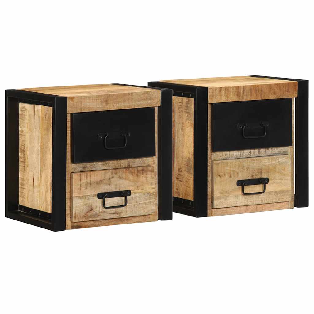 Tables de chevet 2 pcs 40x35x40 cm bois de manguier massif brut - XIOS