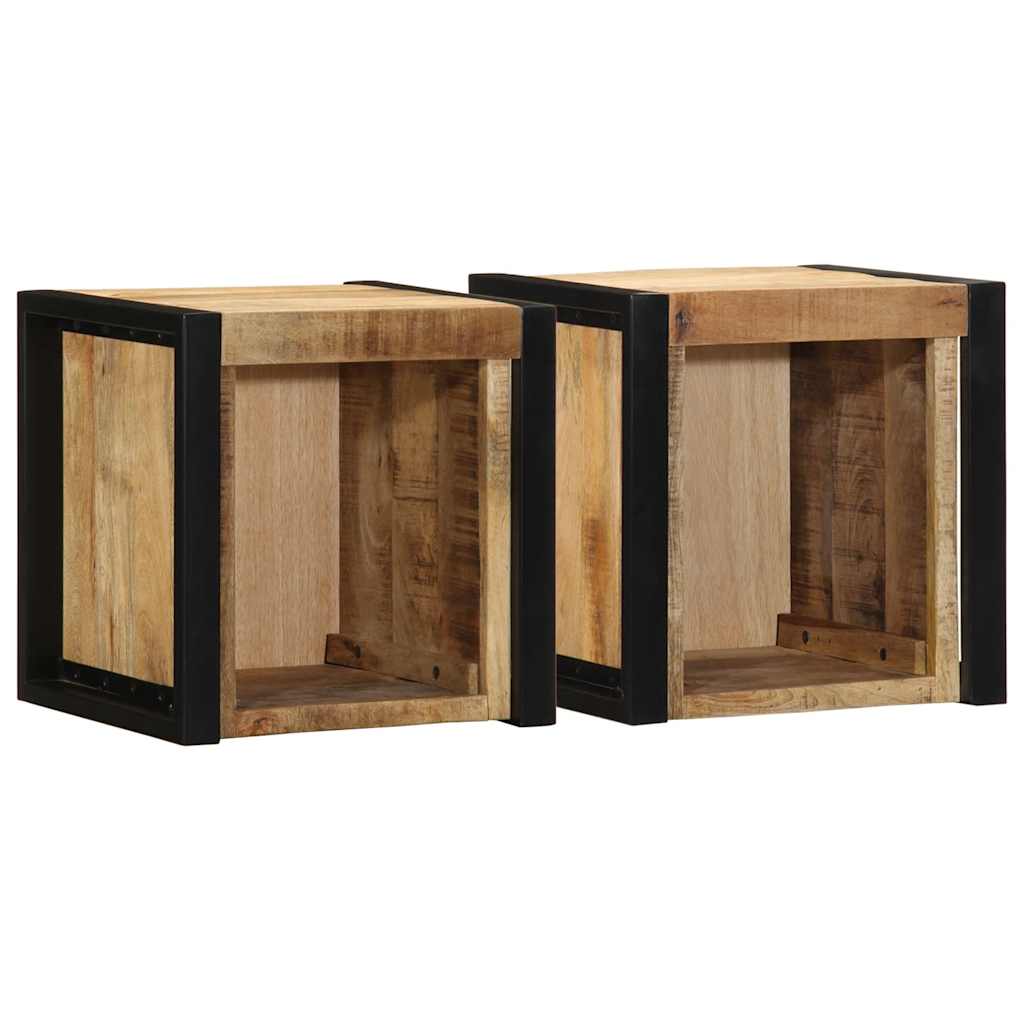 Tables de chevet 2 pcs 40x35x40 cm bois de manguier massif brut - XIOS
