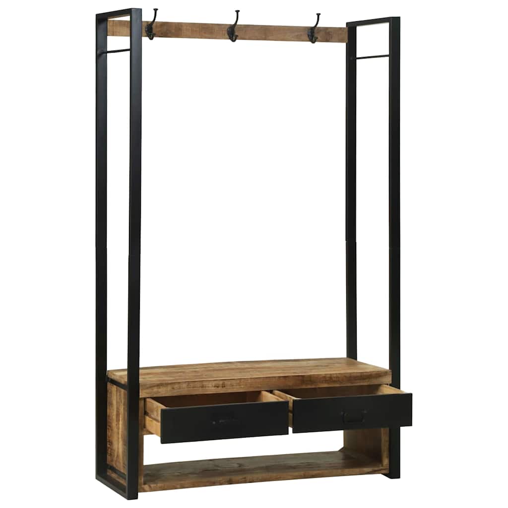 Porte-vêtements avec tiroir Marron Bois de manguier massif