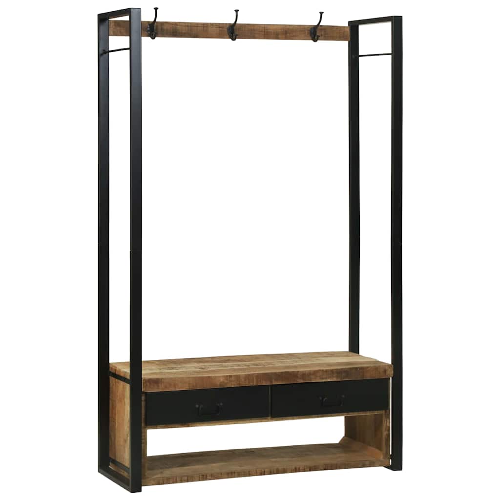 Porte-vêtements avec tiroir Marron Bois de manguier massif