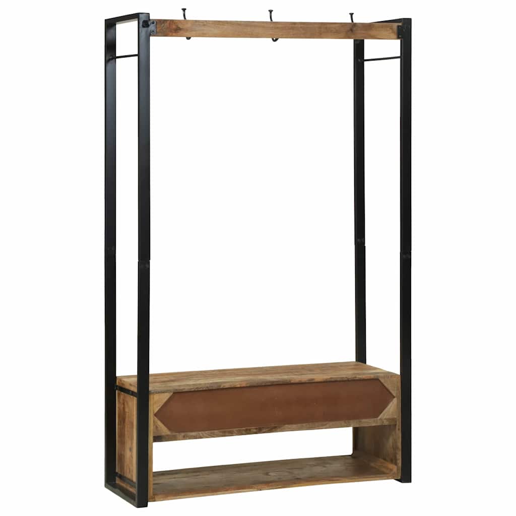 Porte-vêtements avec tiroir Marron Bois de manguier massif