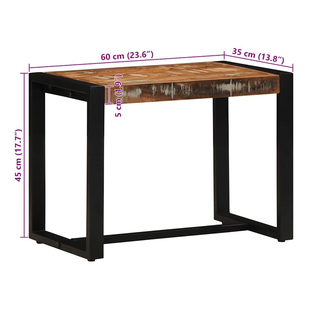 Banc multicolore 60x35x45 cm en bois massif recyclé - XIOS