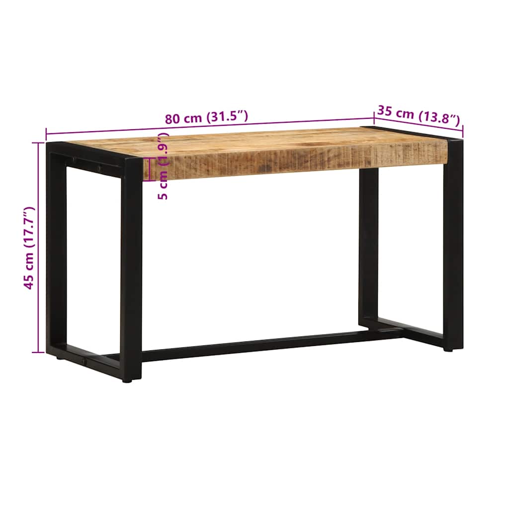 Banc 80x35x45 cm bois massif de manguier - XIOS