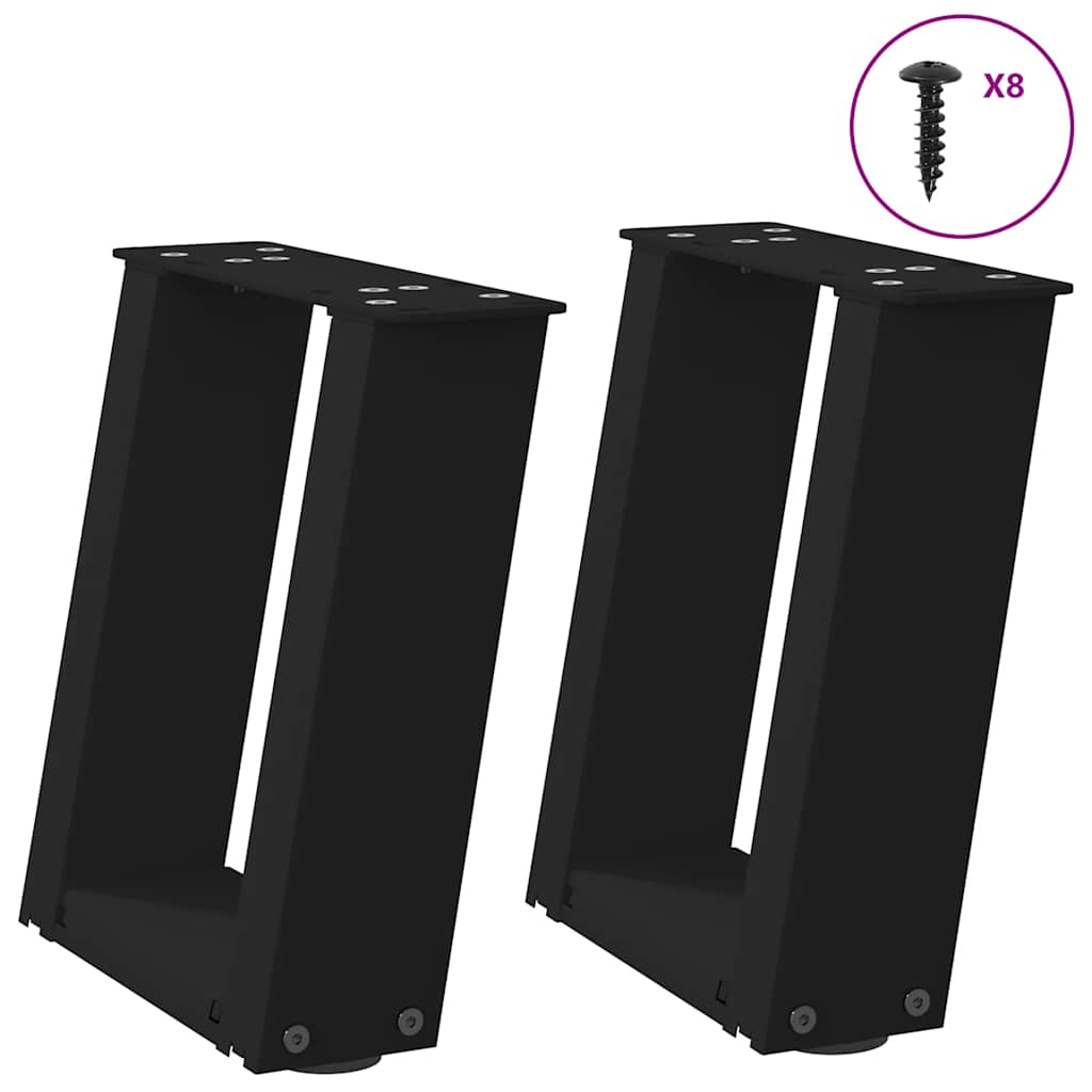 Pieds de table basse en U 2 pièces Noir 30 x (30-31) cm Acier - XIOS