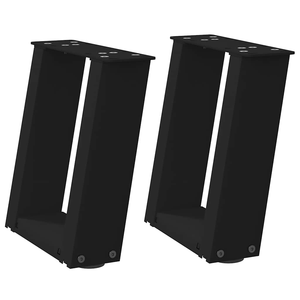 Pieds de table basse en U 2 pièces Noir 30 x (30-31) cm Acier - XIOS