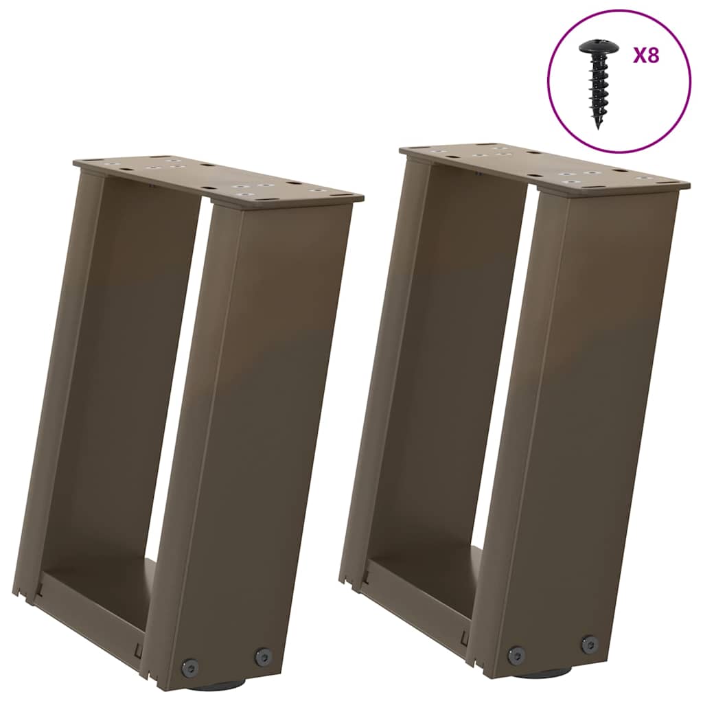 Pieds de table basse en U 2 pièces Acier naturel 30 x (30-31) cm Acier - XIOS