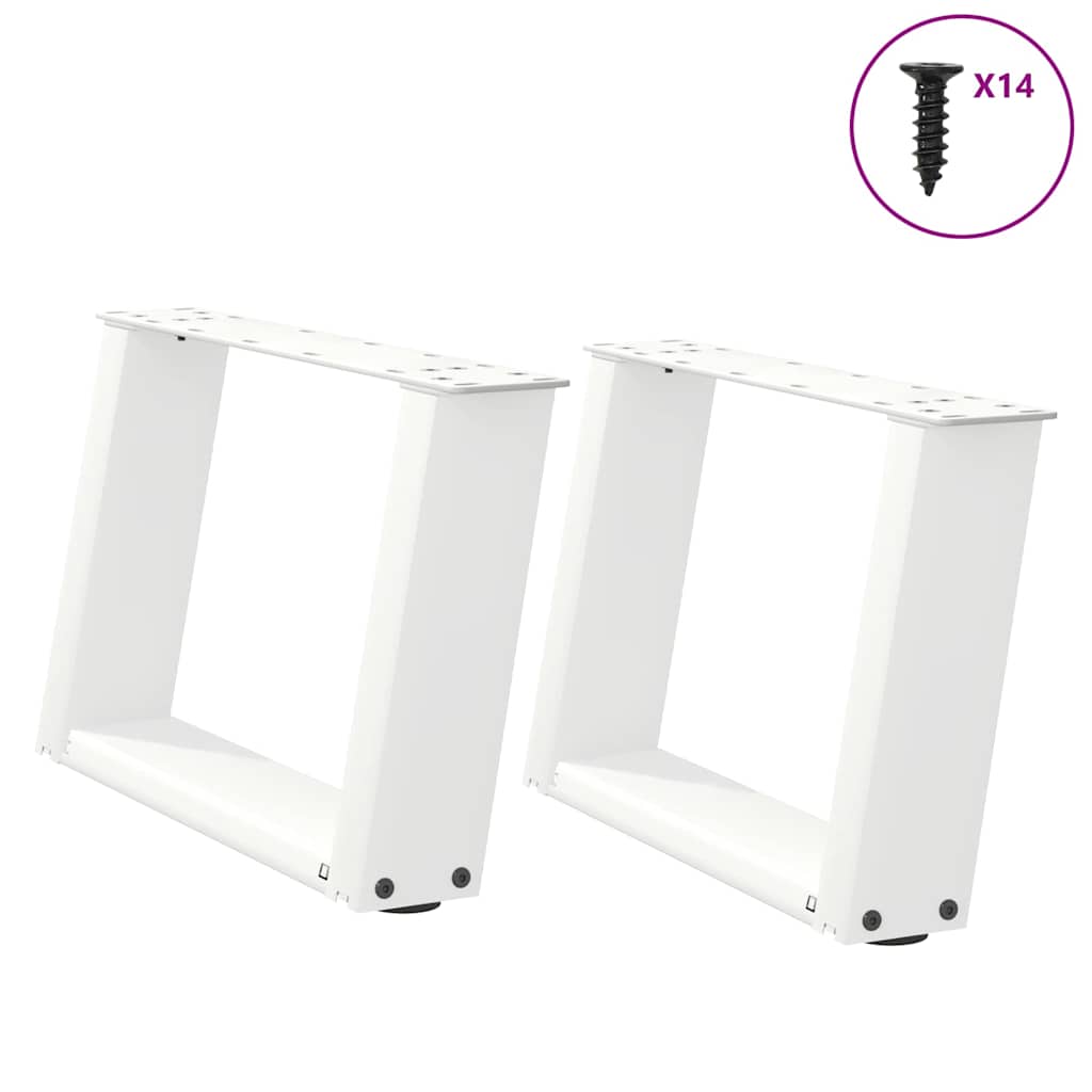 Pieds de table basse en U 2 pièces Blanc 40 x (30-31) cm Acier - XIOS