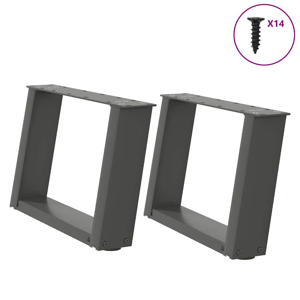 Pieds de table basse en U 2 pièces Anthracite 40 x (30-31) cm Acier - XIOS