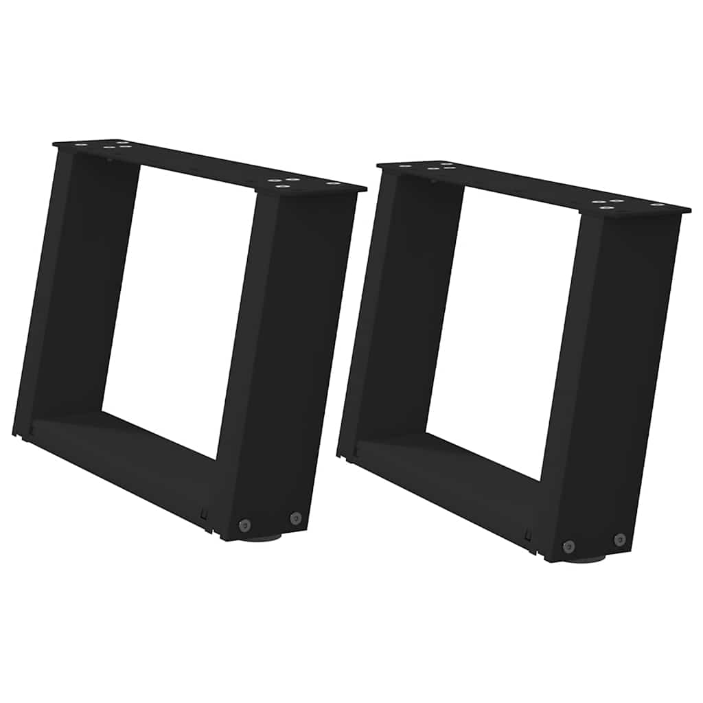 Pieds de table basse en U, 2 pièces, noir, 50 x (30-31) cm, acier - XIOS