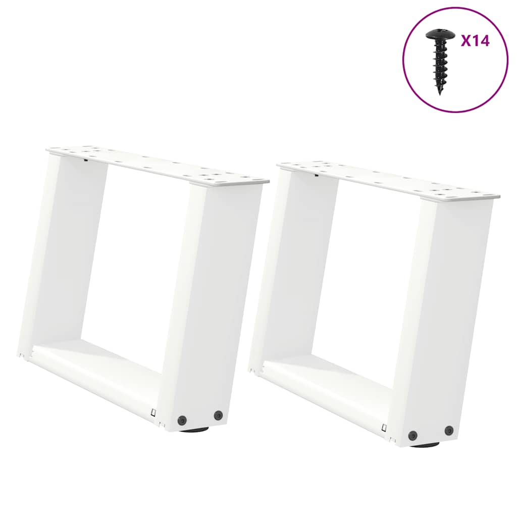 Pieds de table basse en U, 2 pièces, blanc, 50 x (30-31) cm, acier - XIOS