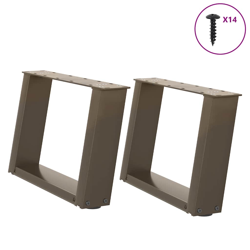 Pieds de table basse en U, 2 pièces, acier naturel, 50 x (30-31) cm - XIOS